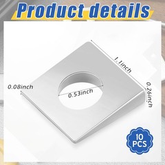 Blulu 10 Pcs 1/2″ Square Beveled Washer, 11/8″ x 11/8″ Wedge Washers Metal Sh…