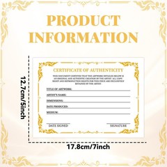 12 Pieces 5 x 7 Inch Certificate of Authenticity Gold Foil Premium Certificat…