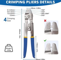 Wire Rope Crimping Tool, 1/16IN 66FT Stainless Steel Wire Rope Kit up to 2.2mm