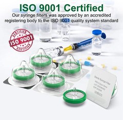 50PCS Sterile Syringe Filter PES Hydrophilic Filtration 0.22μm 33mm Individually