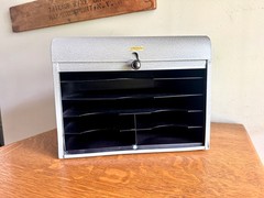 Vintage Brumberger Roll-Top Metal File Cabinet ~ Metal Roll Top Dark Room Photo