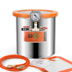 BACOENG 3 Gallon Tempered Glass Lid Vacuum Chamber, Stainless Steel Degassing