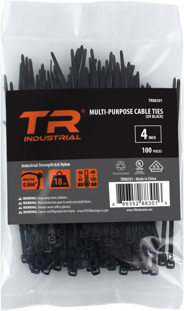 (100) 50 Pounds 14 Long BLACK UV Cable Zip Ties Ty Wraps Made USA