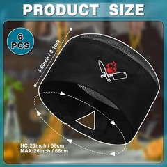 6 Pieces Unisex Chef Hats Adult Black Elastic Kitchen Cooking Baker Caps Skul…