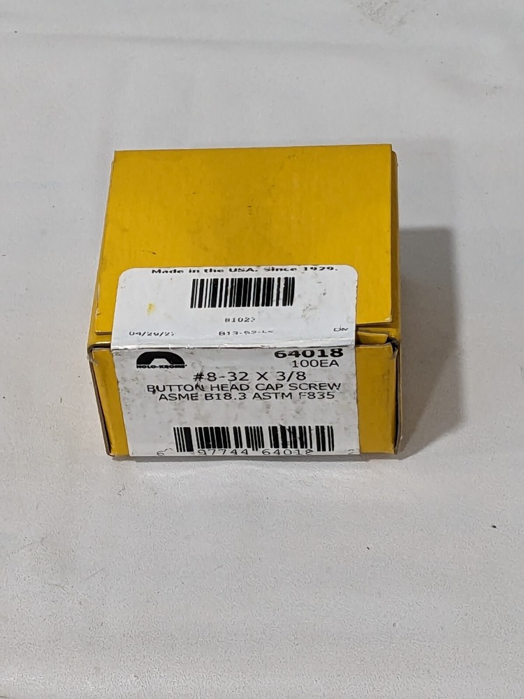 HOLO-KROME Button Socket Cap Screw: #8-32, 3/8″ LUH Box of 100 64018