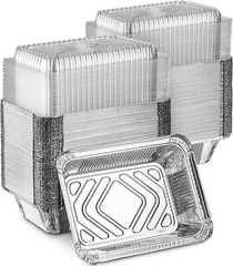 1 lb Oblong Aluminum Foil Take-Out Disposable Pan with Dome Lids To bake & Serve