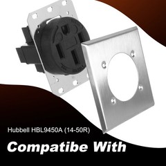 2 Gang Single Hole Outlet Cover Wall Plate & 4Screws for Hubbell HBL9450A 14-50R