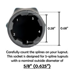 STEELMAN PRO 5-Spline 5/8-Inch Locking Lug Nut Socket, 78538