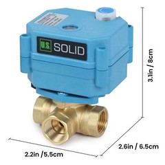 U.S. Solid 3 Way Electric Motorized Ball Valve 3/8 inch Brass 9-24V AC/DC