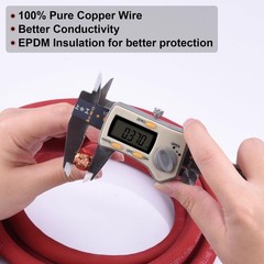 1/0 Gauge Battery Cable, 20ft Red + 20ft Black 1/0 Awg Pure Copper Wire Welding