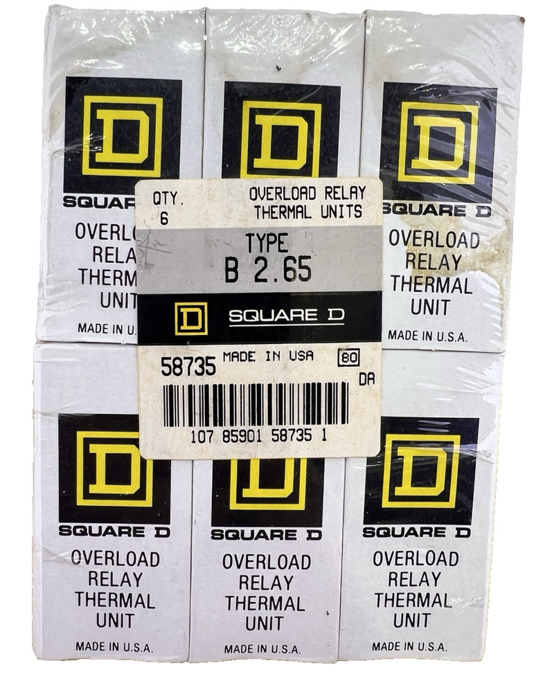 Square D B2.65 Thermal Overload Relay Unit Type B 2.65 NIB Made in USA Lot of 6