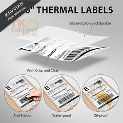 TK Thermal King, 4″ x 6″ 1 Stack Fanfold Direct 500 Labels, White