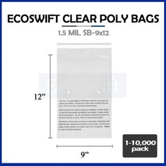 1-10000 9×12 EcoSwift Self Seal Suffocation Warning Clear Poly Bags Free Ship
