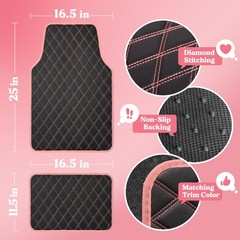 Carbella Diamondluxe Faux Leather Floor Mats Universally Sized Diamond Stitched