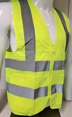 FX 2 Pockets Neon Yellow Safety Vest with Reflective Strips ANSI/ISEA APPROVED