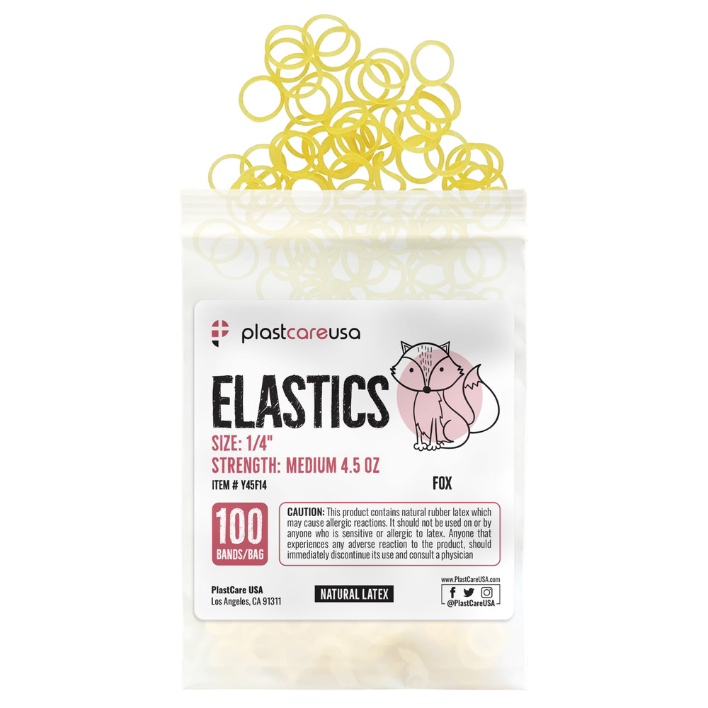 100 Medium 4.5 Oz 1/4″ Fox Orthodontic Latex Elastic Rubber Bands Braces