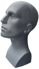 15″ Tall, Male Mannequin Head, Table Top Display, Durable PE Plastic, Grey