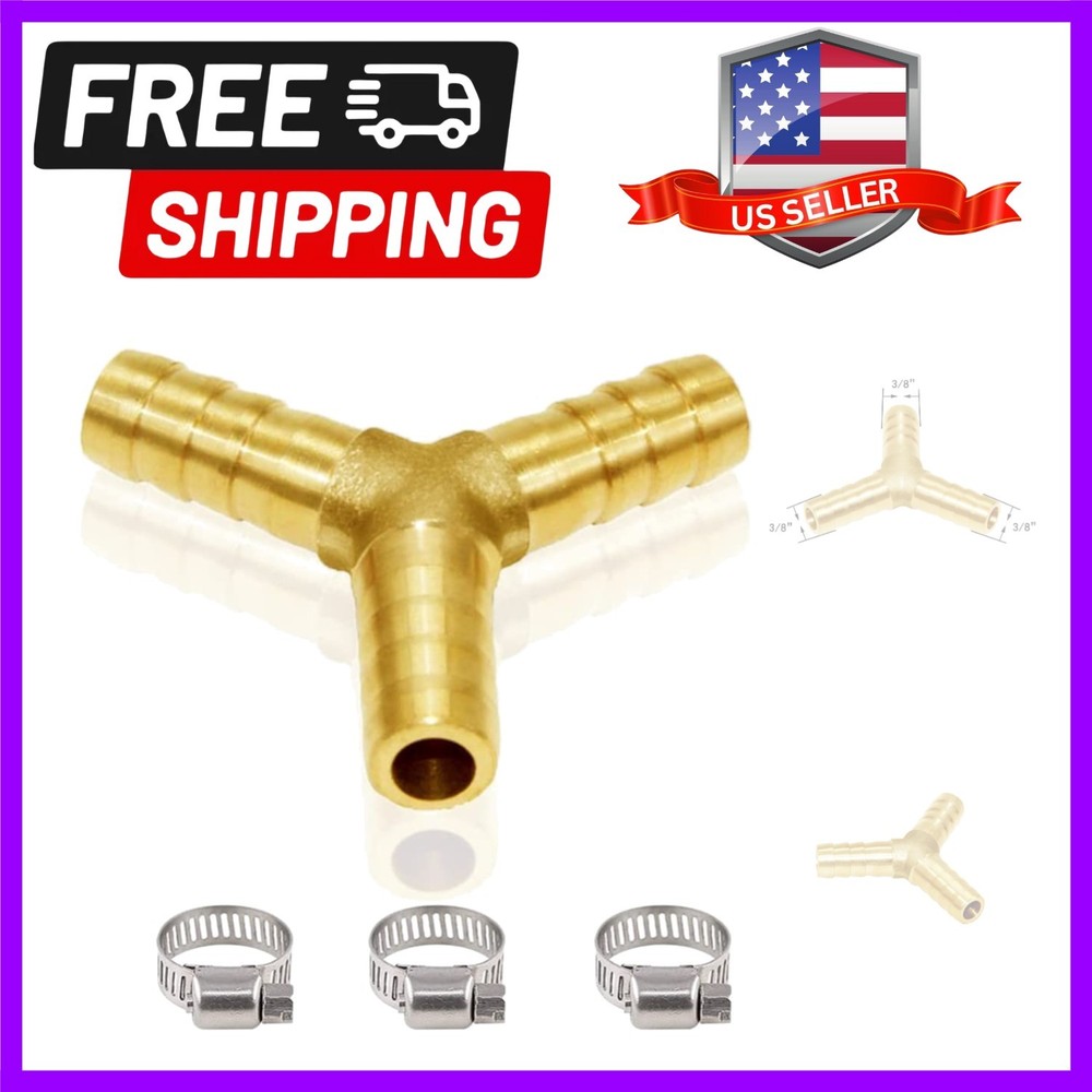 3/8″ Hose Barb Y Shaped 3 Way Union Fitting Intersection/Split Brass Water/Fu…
