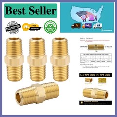 Solid Brass 1/4 NPT Hex Nipples – Pack of 4 Efficient Plumbing Connectors