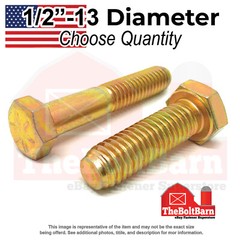 1/2″-13 Grade 8 Coarse Hex Cap Screws Zinc Yellow USA Made(Choose Length & Qty)