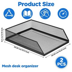 PercyEffie 2Pcs Paper Organizer for Desk Metal Letter 12.8 x 9.84 Inch, Black