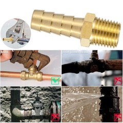 Brass 3/8″ Barb OD X 1/4″ NPT Male Air Hose Pipe Fitting Connector Adapter 5PCS