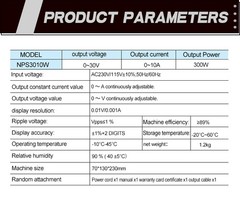Adjustable 0-30V 10A DC Power Supply Variable Regulated Lab 4-Digits LED Display