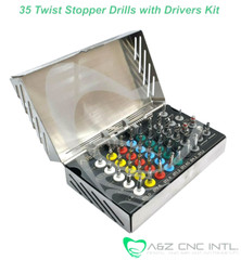 Dental Implant 35 Integral Stopper Drills with 6 Drivers and Keys. Complete Kit
