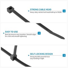 Heavy Duty 18″ Black Zip Ties 300 Pack – 330 LBS Strong Plastic Cable Ties for I