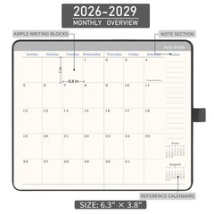 2026-2029 Monthly Planner/Calendar – 3 Year Planner with 3.8″ x 6.3″, Grey