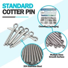 230PCS Cotter Pins Assortment Kit 304 Stainless Steel Split Pin.12 Sizes