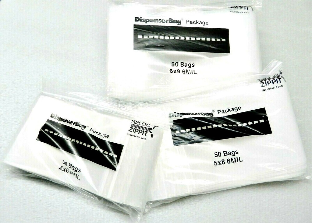 6Mil Thick Clear Reloc Zippit Bags 150 Assortment 3 Sizes 4×6 5×8 6×9 50 Each