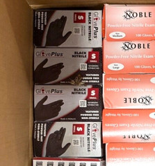 GlovePlus Black Nitrile 5-mil Gloves Powder-Free Small New 400 PC (100×4)