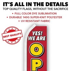 Open for Business Advertising Swooper Feather Flutter Flag Open Sign