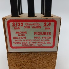 Young Bros Stamp Works 3/32” 2.4mm Steel Punch Set -9 Digit /Numbers Gruv Grip