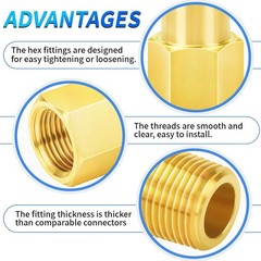 **2 Pack 1/8″ NPT Brass Long Nipple Pipe Male x Female 2″ Length**