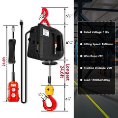 Electric Portable Hoist Winch 1100LBS