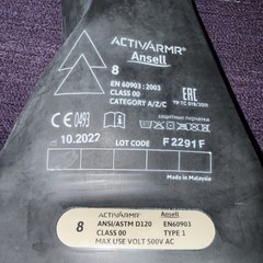 ActivArmr Electrical Insulating Gloves Class 00 RIG0014B80 Date Feb 2025 1 Pair