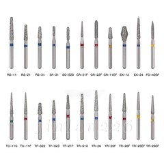 100 Types Dental FG Diamond Burs For High Speed Handpiece Friction Grip 50pcs