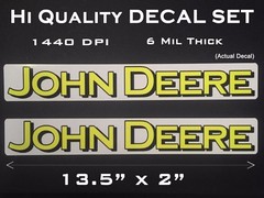 2 Large John Deere Logo Decals sticker 13 1/2 x 2 inch Tractor gator farm model