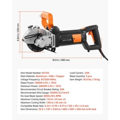 Uimoso Electric Wall Chaser 4800W Groove Cutter Machine with 6800RPM and Guide