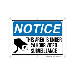 SIGNOGRAFX Private Property Under 24 Hours Video Surveillance 10×14 inches Sign