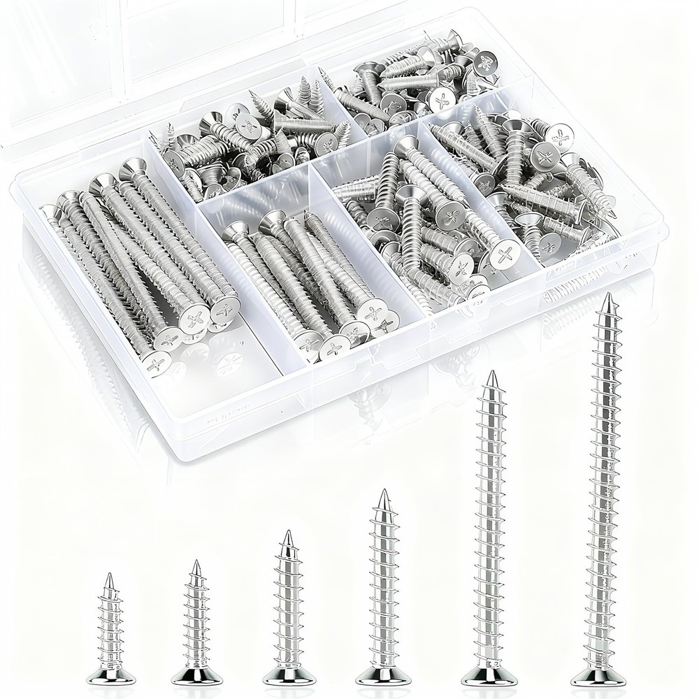 150 Pcs Wood Screws Assortment Kit, 6 Sizes High Hardness Assorted…