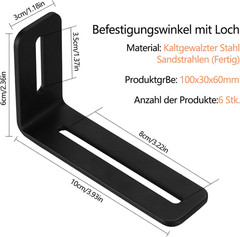 6 Pcs Adjustable Slotted L Brackets, Black L Shaped Bracket with 2 Slots Holes,