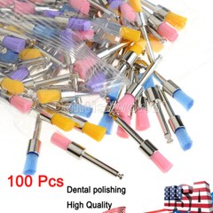 100Pcs Dental Nylon Polishing Flat Latch Polisher Prophy Brush Disposable mixed