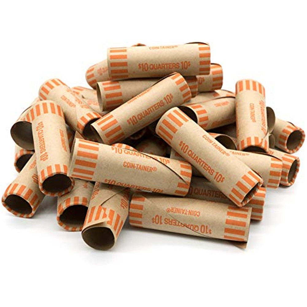 36 Rolls Of Preformed Coin Wrappers Tubes “Quarters”