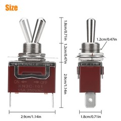 2PCS Heavy Duty Toggle Switch ON/OFF 2 Terminal Car Boat SPST 20A 125V/15A 250V