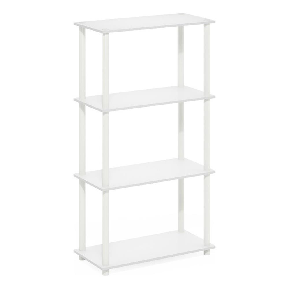 Furinno Turn-N-Tube 4-Tier Multipurpose Shelf Display Rack in White/White