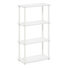 Furinno Turn-N-Tube 4-Tier Multipurpose Shelf Display Rack in White/White