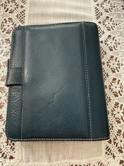 Franklin covey Vintage Aurora Full Grain Italian Leather Compact Blue Mirage